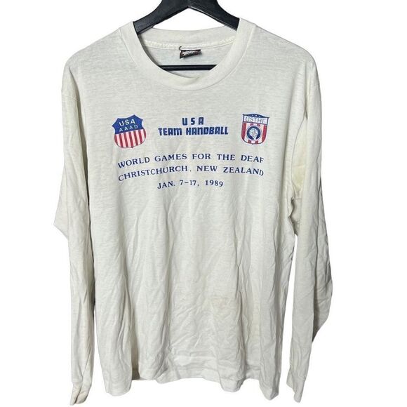 VTG 1989 USA Team Handball Long Sleeve Shirt Large - Picture 1 of 5